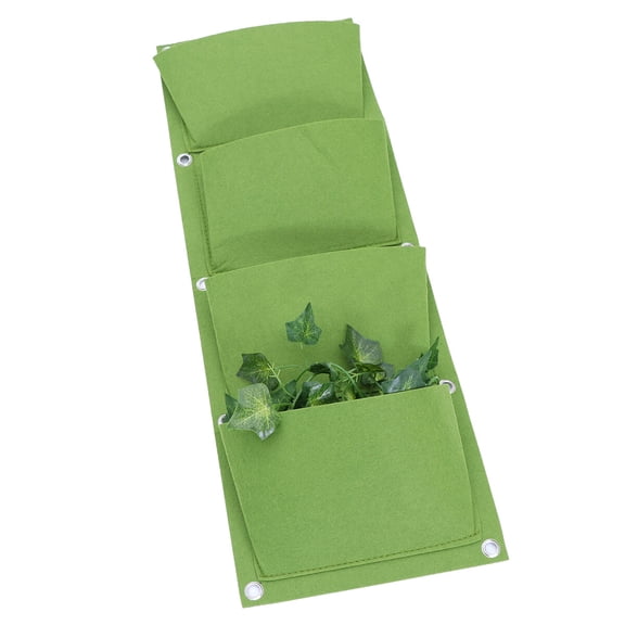FRCOLOR 4 -Pockets Wall Hanging Planting Bag Garden Planter Indoor Pots Green