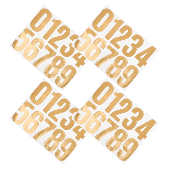 FRCOLOR  4 Sets Digital Stickers Reflective Mailbox Number Outdoor House Numbers Illuminate Golden