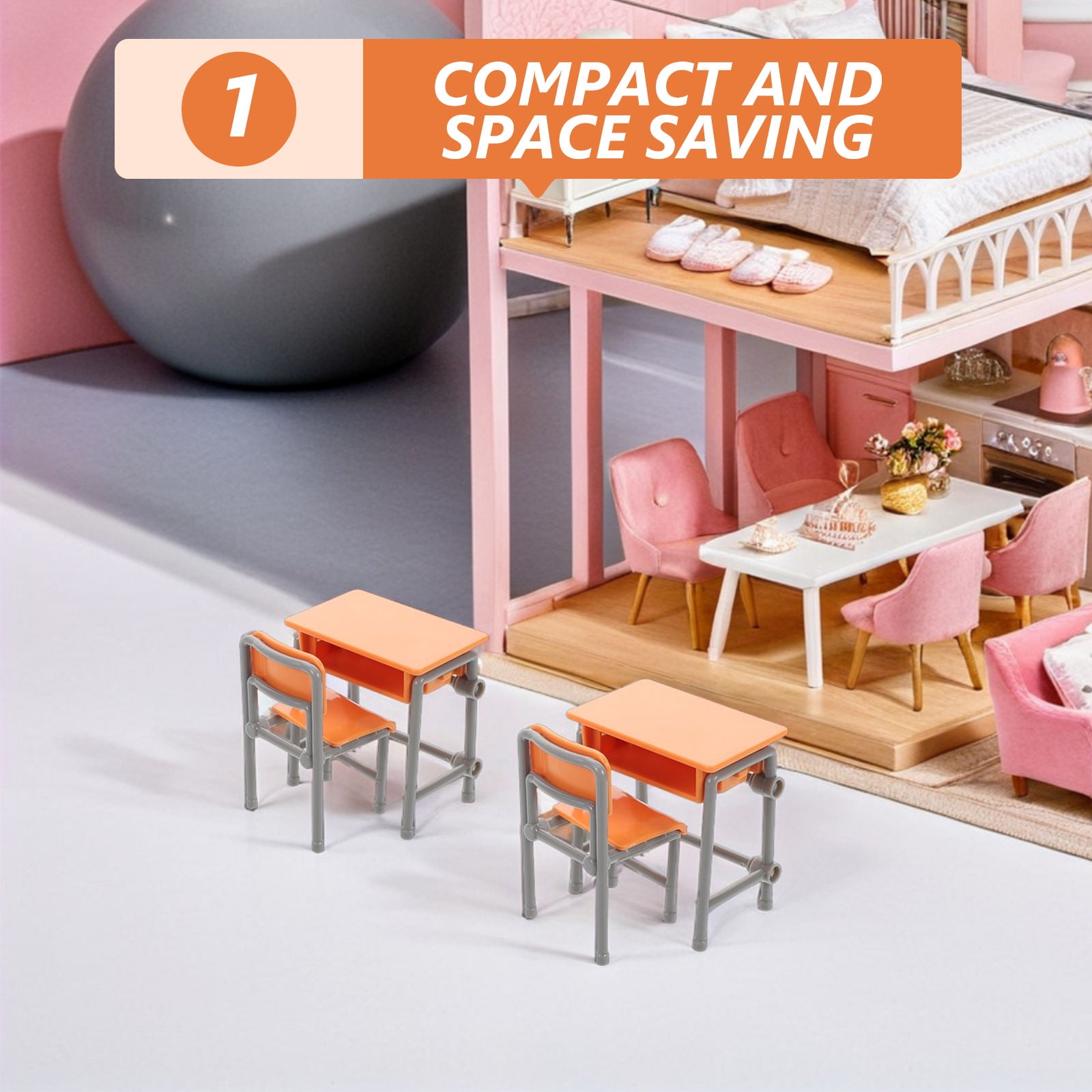 FRCOLOR Sets Dollhouse Accessories Miniature School Desk and