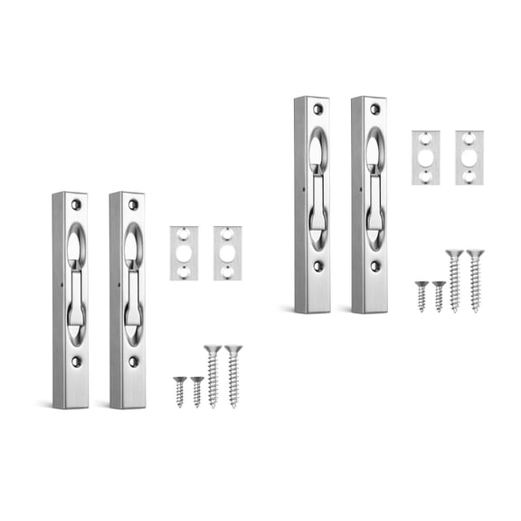 FRCOLOR 4 Sets Flush Bolt Hidden Door Bolt Latch Double Door Security Lock Lever Flush Bolt Latch Stainless Steel French Door Slide Bolt Lock