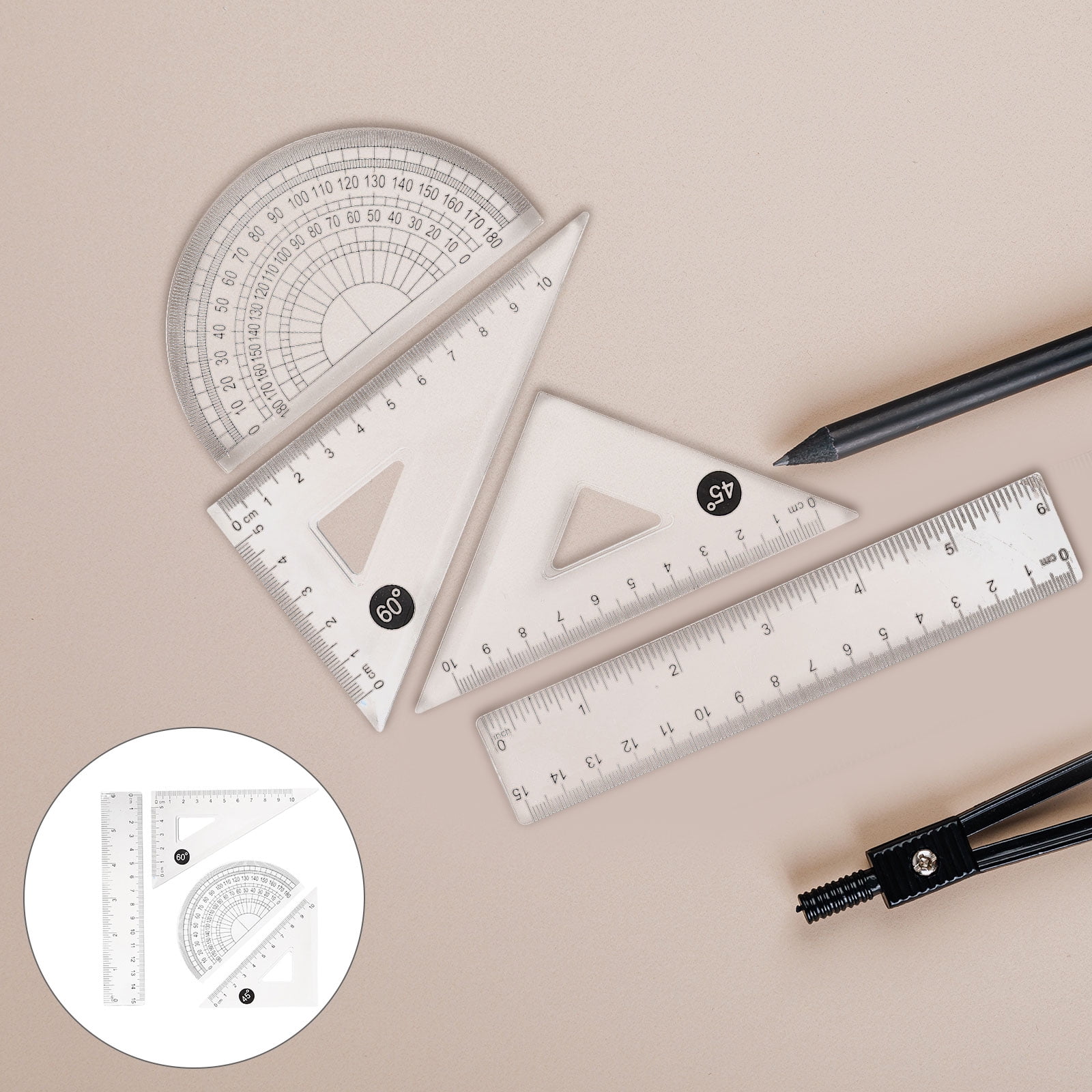 FRCOLOR 4 Sets 绘图套 Scale Students Ruler Drafting Tools Office ...