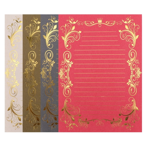 FRCOLOR  4 Sets Transparent Lined Stationery Hot Stamping Letter Paper Smooth