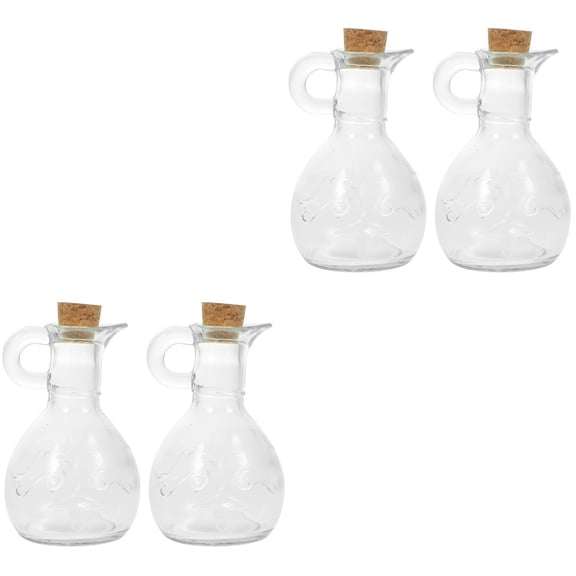 FRCOLOR 4 pcs  Cooking Oil And Vinegar Dispenser Clear Glass Oil Bottle Vinegar Bottle Kitchen Sauce Dispenser