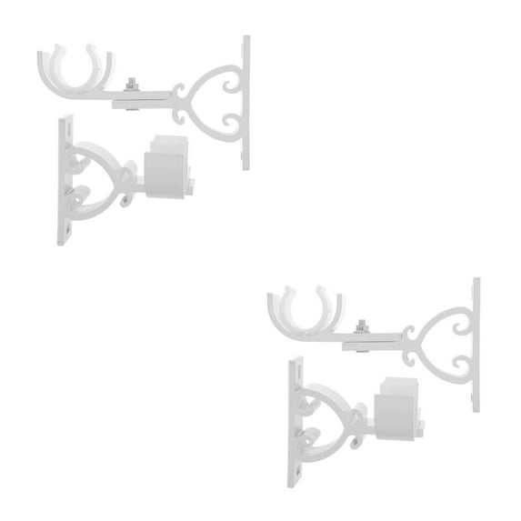 FRCOLOR 4 pcs Double Curtain Rod Brackets For Wall Mounting Heavy Duty Adjustable Holders No Drill Curtain Rod Hardware Set For Window Drapes