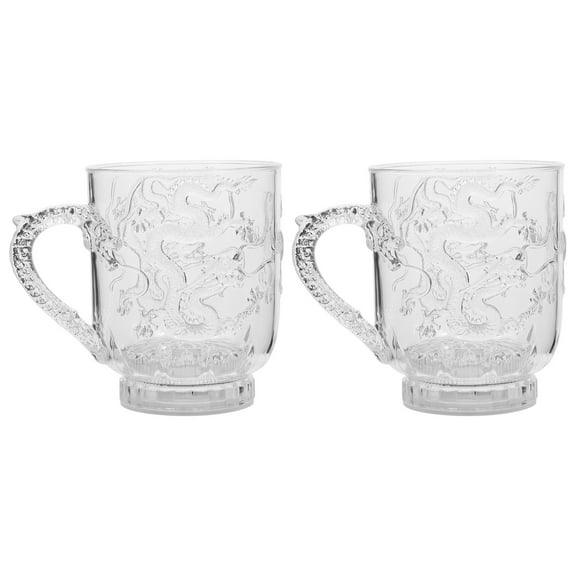 FRCOLOR 4 pcs LED Flashing Colorful Induction Cup Mug Color Changing Drinking Cup for Water Milk Tea Coffee Drinks (Dragon Pattern) (285ML)