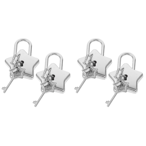 FRCOLOR 4 pcs  Star Shape Padlock DIY Star Lock Diary Decorative Padlock for Women with Keys