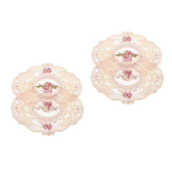 FRCOLOR 4 pcs Vintage Lace Doilies Placemats For Table Furniture Floral Embroidery Decor Flower Table Mats Coasters For Coffee Shops Bakeries Elegant Table Placement