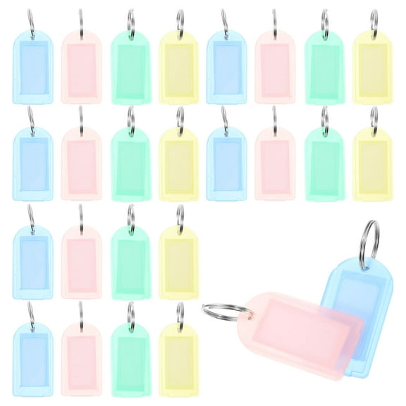 WASHWEPE 40Pcs Assorted Color Key Tags Portable Label Tags with Split Rings for Organizing Keys and Luggage