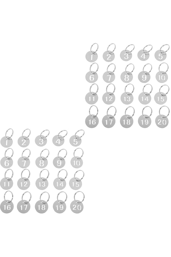 40 pcs Number ID Tags Key Chain Stainless Steel Numbered 1-20 Tags Round Shaped Numbered Tags