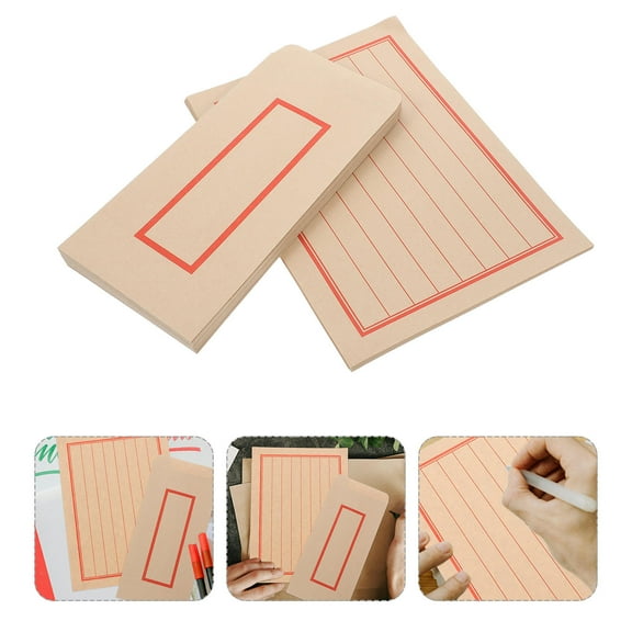 FRCOLOR 44pcs Antiqued Envelope with Paper Retro Envelopes and Paper Self Sealing Envelopes for Writing Letters Chinese Calligraphy Xuan Paper Fancy Envelopes for Business Use