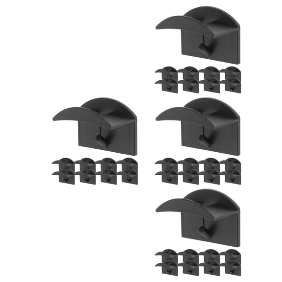 WRISTBIQUE Arc-Shaped Black Plastic Hook for Hanging Earphones 48Pack 1.9X1.5X1.3in