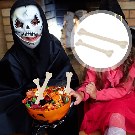 FRCOLOR 48pcs Small Plastic Bones Artificial Plastic Decor Spooky White Skeleton Props For Pranks