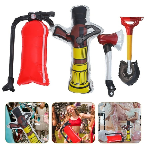 FRCOLOR-4PCS Inflatable Props Extinguisher Balloons Inflated Shovels Axe Hydrant for Firefighting Party
