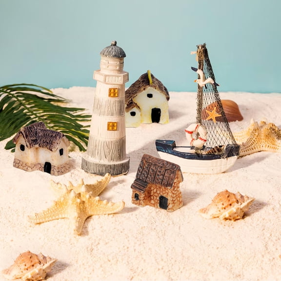 FRCOLOR 4PCS Micro House Resin Assorted Color Random Style Miniature Cabin Terrarium Miniature Garden