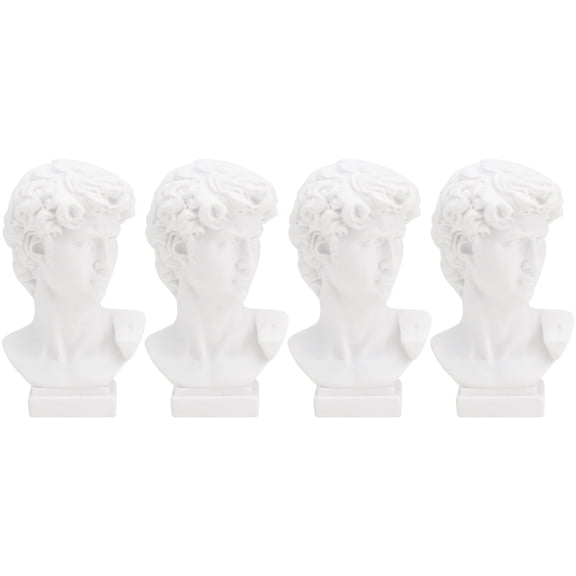 FRCOLOR 4PCS Mini Resin David Head Portrait Simulated Plaster Statue Decor (7CM Height)