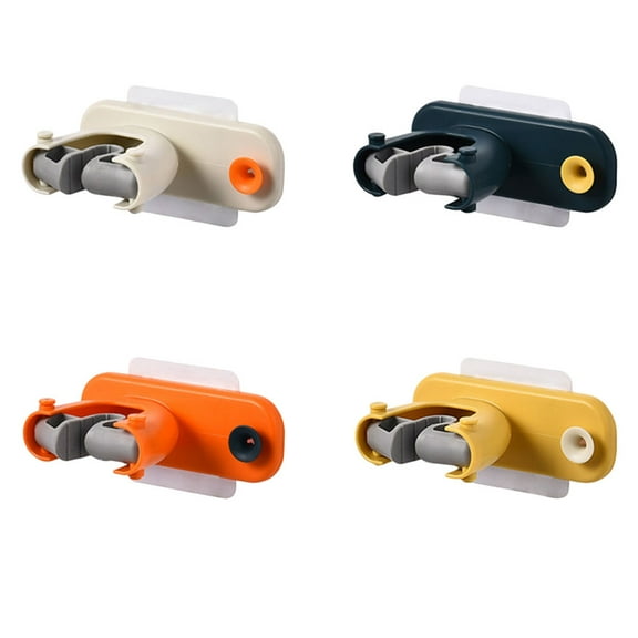 FRCOLOR 4Pcs Broom And Mop Holder Drilling Mop Holder Self Adhesive Mop Grippers Anti Utility Hooks for Home Bathroom Kitchen,4.92"X4.92"X2.17"