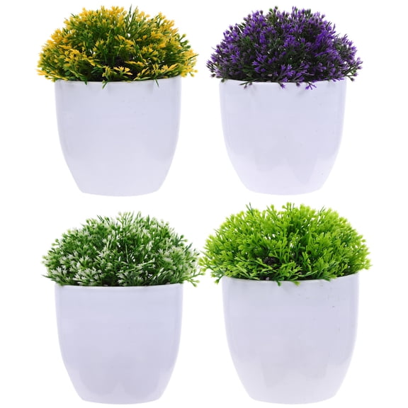 FRCOLOR 4Pcs Long Lasting Fake Potted Plants No Watering Required for Living Room Kitchen Bedroom in Purple