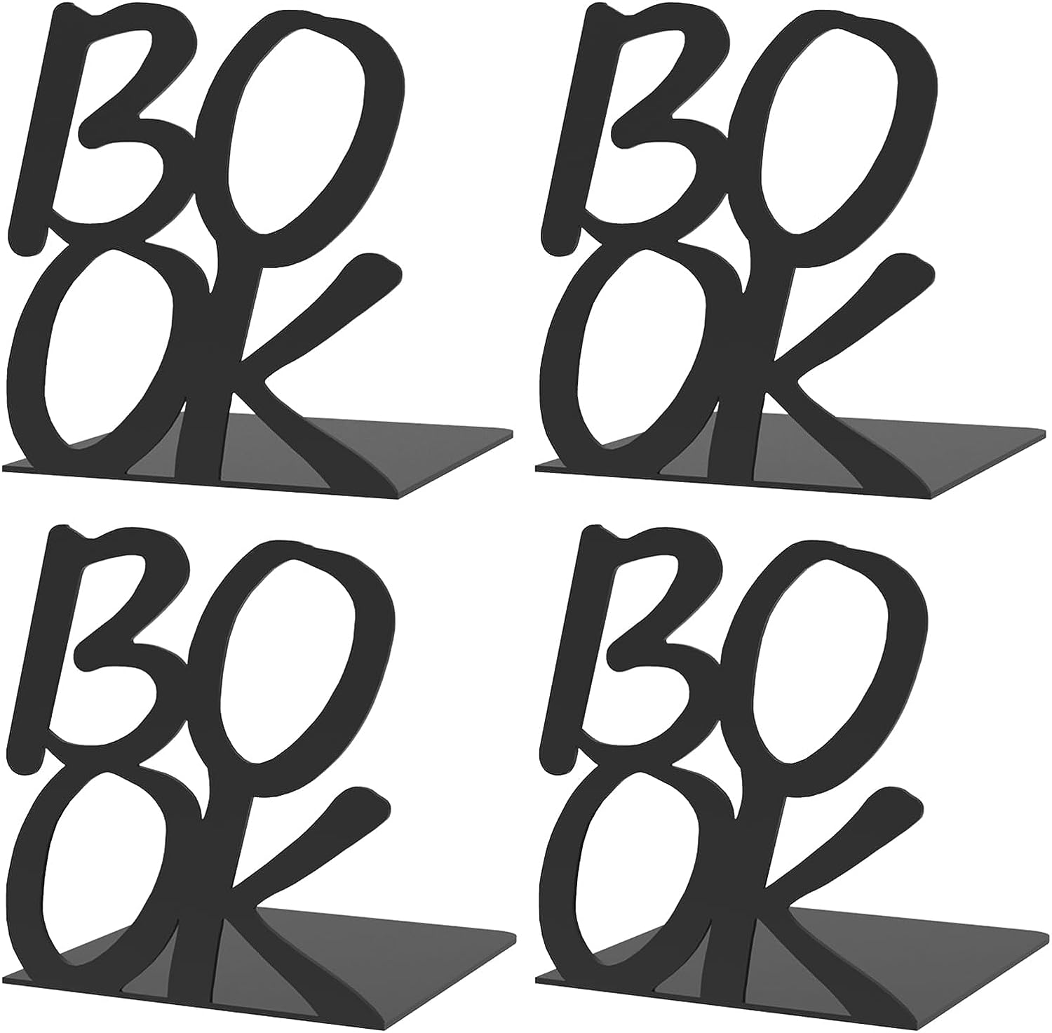 FRCOLOR 4Pcs Metal Bookend Decorative Book End Delicate Book Organizers