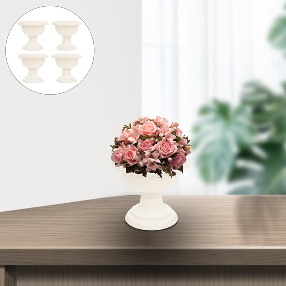 FRCOLOR 4Pcs Beige Grecian Planters Durable Plastic Flower Pots for Garden Home Wedding Decor