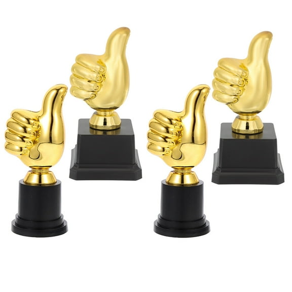 DECOMELODY Trophy Golden Plastic Competition Award Recognition Acknowledgement 4Pcs 5.1X2.8In