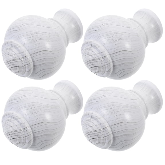 FRCOLOR 4Set Decorative Finials for Curtain Rods Plastic Wood Grain Oak White for Home Decoration