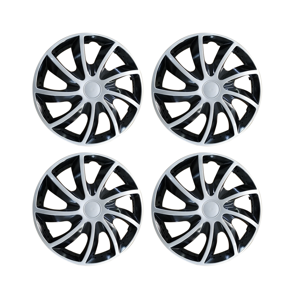 FRCOLOR 4pcs 15 Inch Car Wheel Caps Case Hubcap for Car Hub Auto Refit Accessories (Silver Black