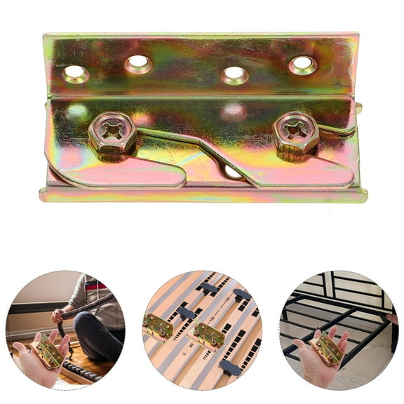 FRCOLOR 4pcs Bed Hinges and Rail Brackets Heavy Duty Iron Replacement Parts for Bed Frames Headboard Footboards with Screws Fitting