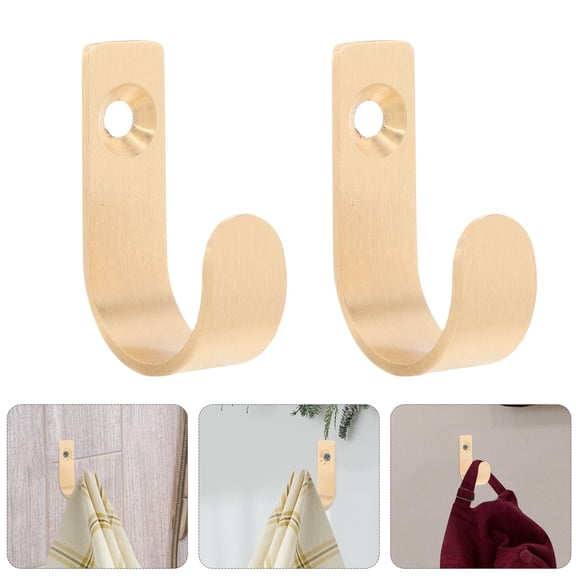 FRCOLOR 4pcs Brass Wall Hooks for Living Room Bedroom Decorative Coat Hook Easy Installation with Screws for Hanging Clothes Towels Bags