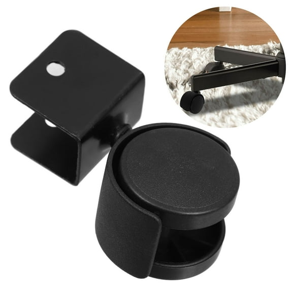 FRCOLOR Caster Wheels with U Shaped Bracket for Furniture Black Metal Plastic 4pcs Small Casters for Home