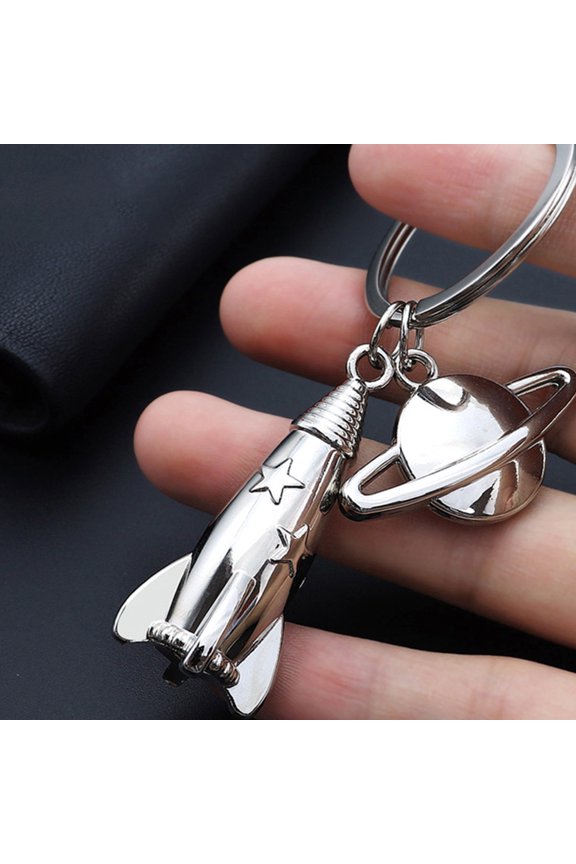4pcs Decorative Rocket Keychain Rocket Key Rings Planet Rocket Keychains Creative Keyrings Key Decoration