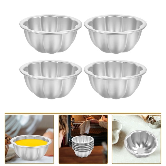 FRCOLOR 4pcs Flower Edged Tart Molds Cupcake Cake Baking Pudding and Egg Tart Cups
