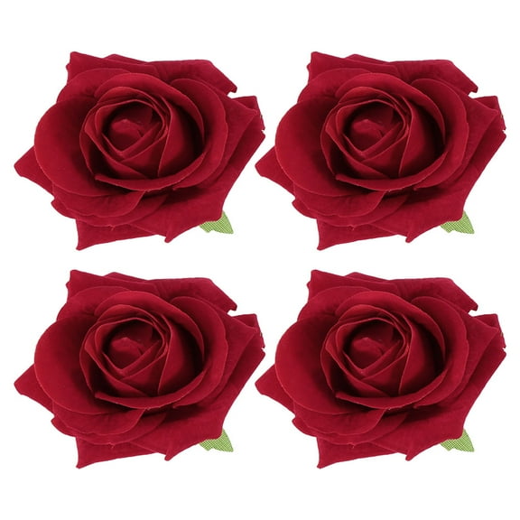 FRCOLOR 4pcs Hair Flower Clips Brooch 7cm Boutique Hair Accessories Bohemia Hairpins Floral Clips For Party Wedding Women Girls Red