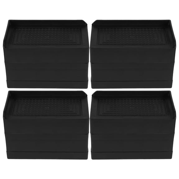 LABSERRON 4Pcs Heavy Duty Black Rubber Furniture Risers for Beds Tables Chairs Non Slip