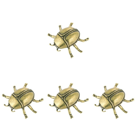 FRCOLOR 4pcs Ladybug Figurine Statue Vintage Brass Figurine Small Beetle Garden Statue Landscape Ornament Tea Pets Decor