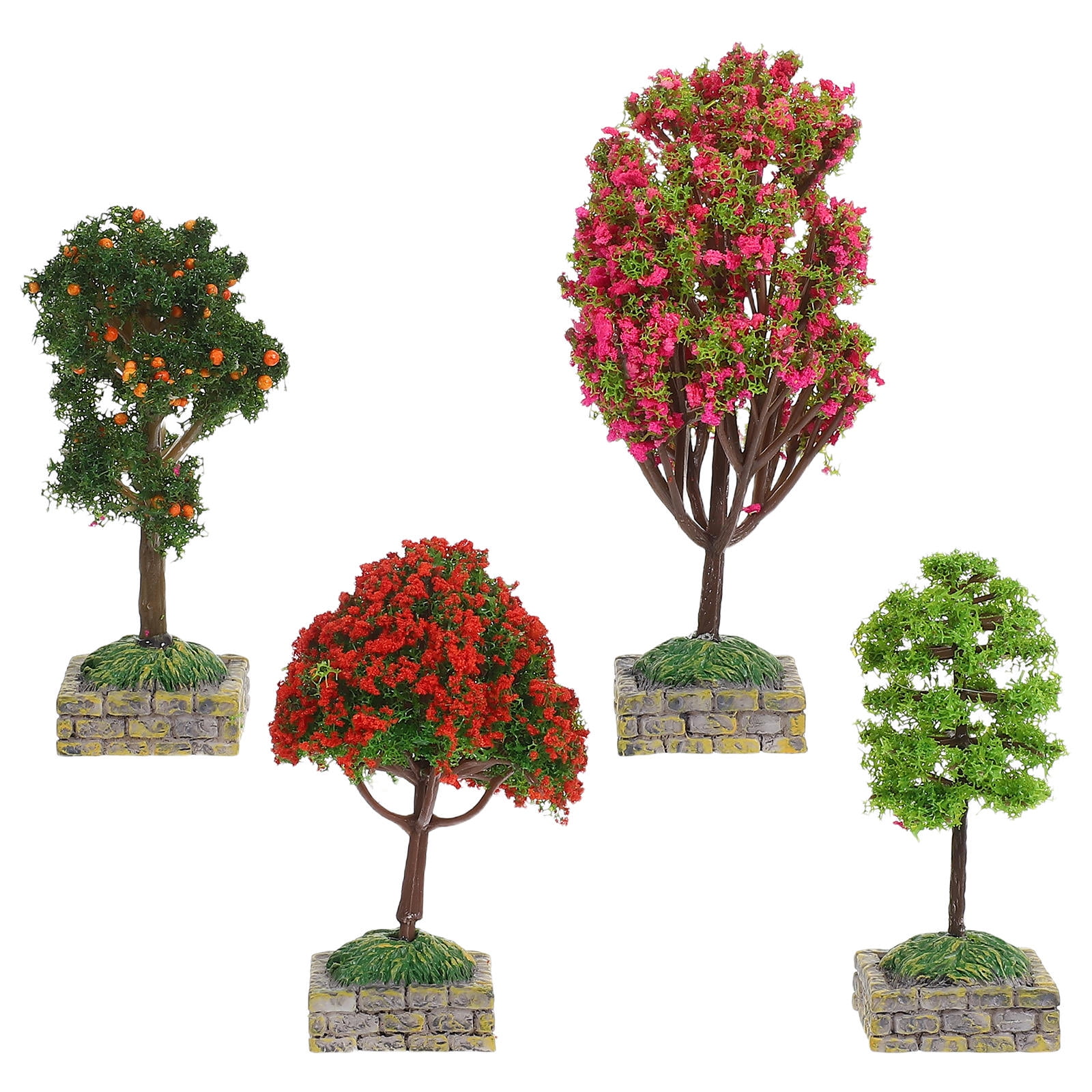 FRCOLOR 4pcs Miniature Diorama Trees for Model Train Scenery Artificial ...