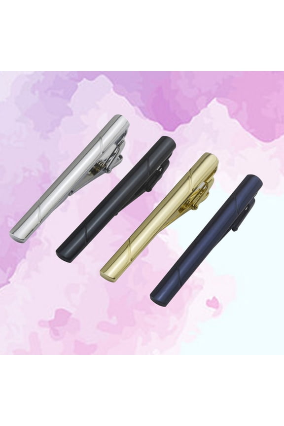 4pcs Necktie Clips Shiny Metal Tie Bar Clips in Different Color