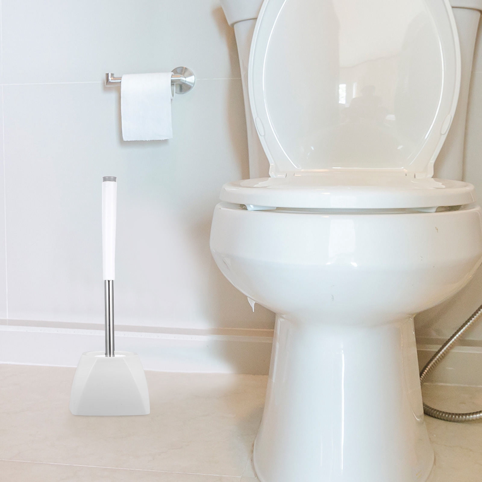 FRCOLOR 4pcs Octagonal Toilet Brush Holder Base Plastic Toilet Bowl Scrubber Brush Stand for Bathroom Cleaning Accessories Easy to Replace