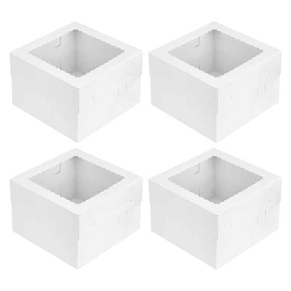 FRCOLOR 4pcs Paper Cake Box Decorative Cake Box Baking Packing Box Birthday Cake Box For Party Cake Display Box Delicate Cake Box