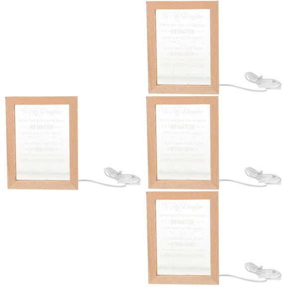 FRCOLOR 4pcs Photo Frame Night Light Wooden Picture Frame LED Light Photo Display Frame Table Lamp