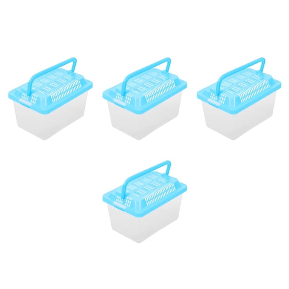 FRCOLOR 4pcs Portable Small Turtle Feeding Box Home Goldfish Turtle Boxes Reptile Habitat Goldfish Box Pet Fish Tank Transparent Tortoise Tank Handheld Fish Tank