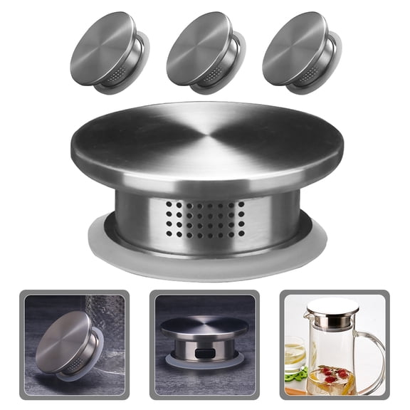 WASHWEPE Pitcher Sealing Lid Water Pitcher Lid Stainless Steel 4Pcs 3.5In