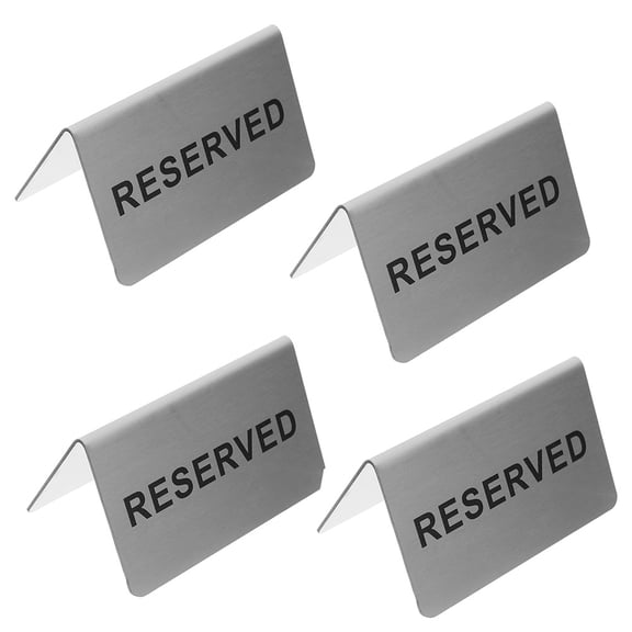 LABSERRON 4Pcs Reserved Table Sign Stainless Steel Elegant Style for Business Owners Restaurant Indoor Use