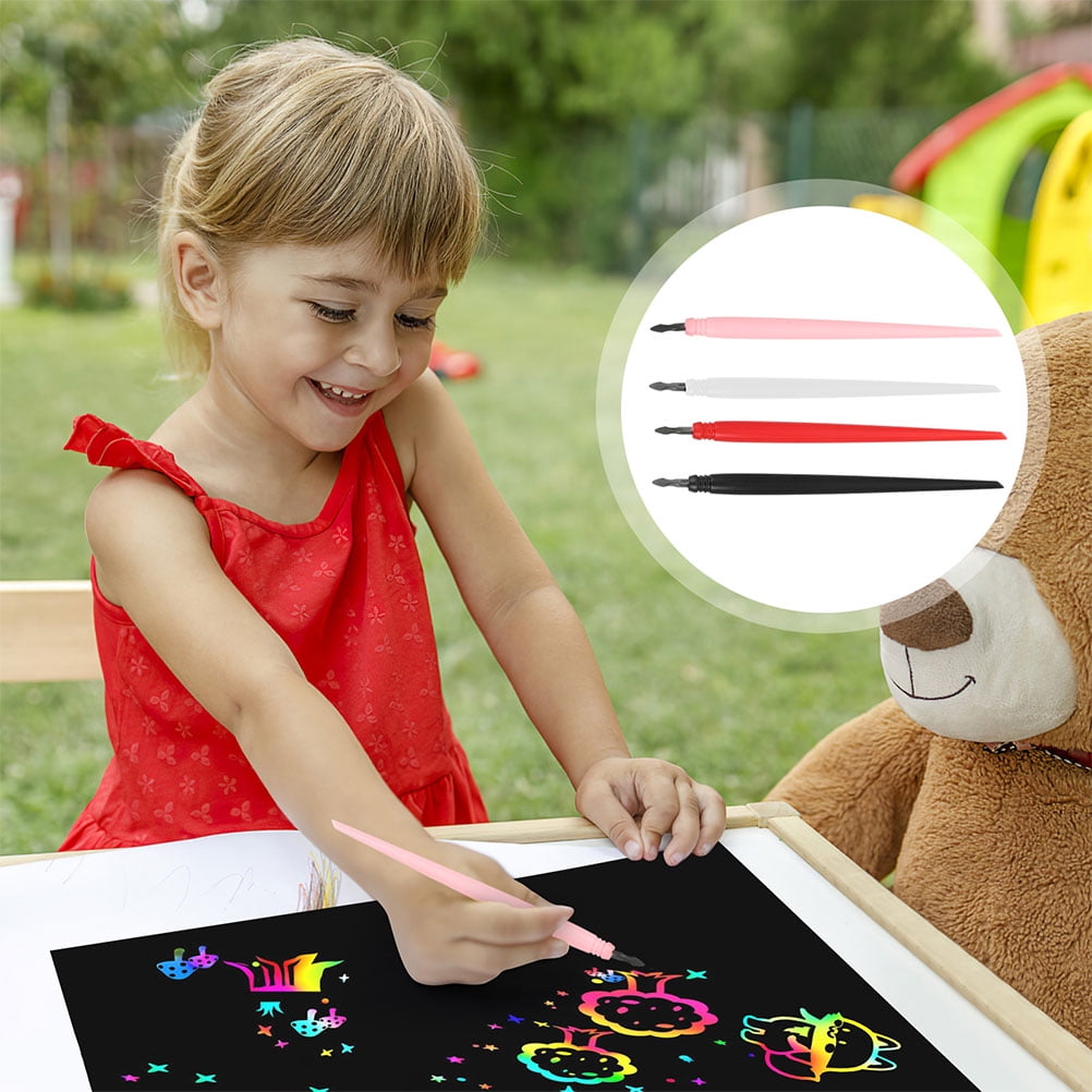 FRCOLOR 4pcs Scratch Paper Pens With Metal Tip Scratching Drawing Tool ...