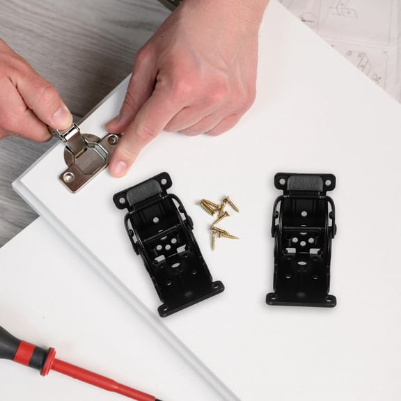 FRCOLOR 4pcs Self-Locking Hinge Leg Accessories for Furniture with Black Metal Design Stable Connection for