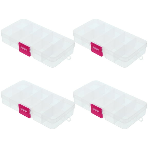 FRCOLOR 4pcs Small Storage Containers Plastic Boxes Small Container with Lid Jewelry Organizer