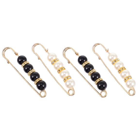 FRCOLOR Assorted Color Zinc Alloy Pearls Safety Pin Clip Set for Decoration Perfect for Scarves and Clothing 4Pcs