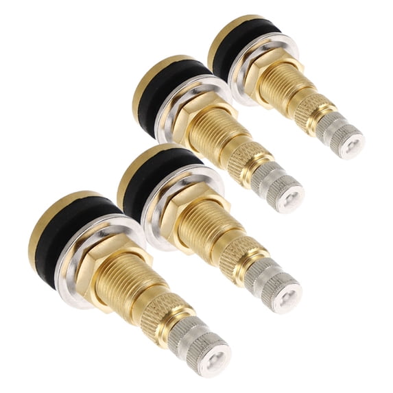 FRCOLOR 4pcs Tubeless Tire Valve Stems Copper Air Valve Vacuum Tire Valve for Engineering Trucks Roller Loaders and Farm Vehicles