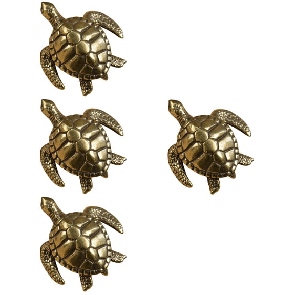 FRCOLOR 4pcs  Vintage Brass Turtle Statue Brass Sculpture Turtle Desktop Craft Turtle Ornament Table Decor