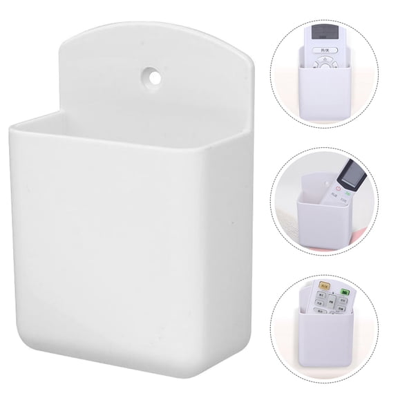 TAILTOSS 4-Pack White Wall Mount Storage Holder for Remotes and Small Items, Adhesive Organizer for Home and Office