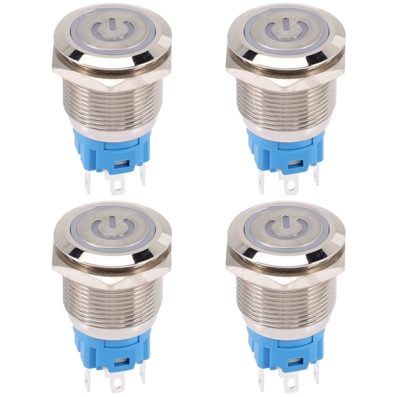 FRCOLOR 4pcs Waterproof Push Button Car Engine Power 19mm Self-Resetting Push
